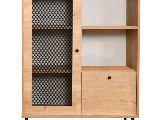 Ντουλάπι Wire 277WLN1169 90x41x110cm Oak-Black Μοριοσανίδα, Μέταλλο