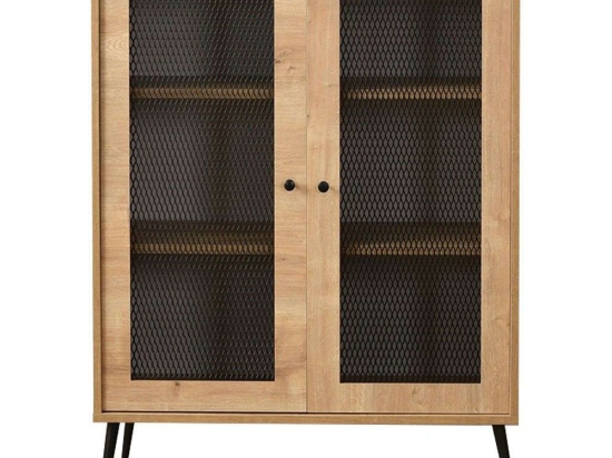 Ντουλάπι Wire 277WLN1170 90x40x110cm Oak-Black Μοριοσανίδα, Μέταλλο