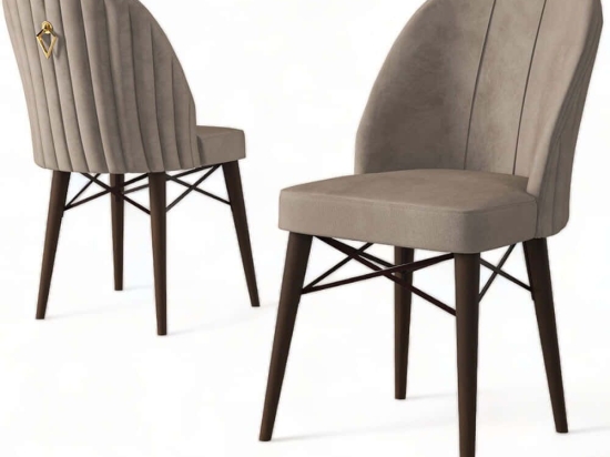Καρέκλα Ritim Babyface (Σετ 4Τμχ) 240CHR1487 44x42x96cm Cappuccino-Brown Μέταλλο,Ύφασμα
