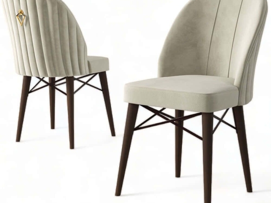Καρέκλα Ritim Babyface (Σετ 4Τμχ) 240CHR1489 44x42x96cm Cream-Brown Μέταλλο,Ύφασμα