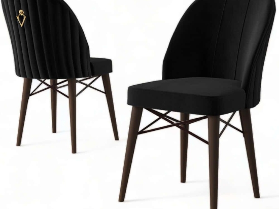 Καρέκλα Ritim Babyface (Σετ 4Τμχ) 240CHR1490 44x42x96cm Black-Brown Μέταλλο,Ύφασμα