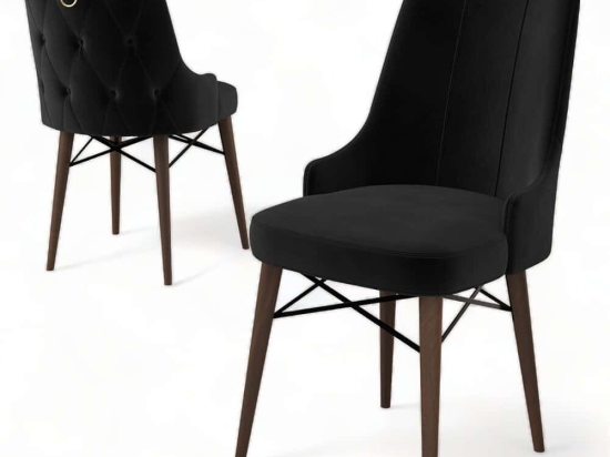 Καρέκλα Pare Babyface (Σετ 4Τμχ) 240CHR1536 46x46x94cm Black-Brown Μέταλλο,Ύφασμα