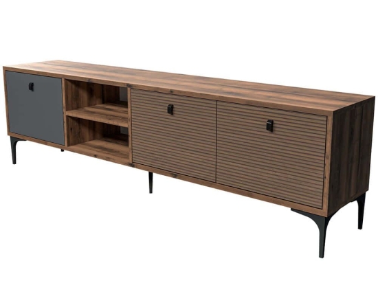 Έπιπλο Τηλεόρασης Vision 389MZA1180 180x35x45,5cm Walnut-Anthracite
