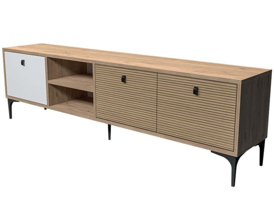 Έπιπλο Τηλεόρασης Vision 389MZA1182 180x35x45,5cm Oak-White