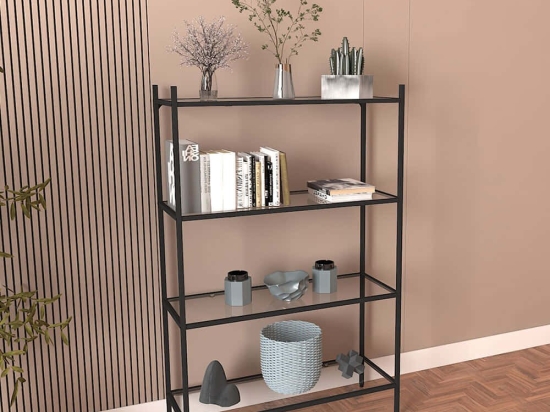 Ραφιέρα Δαπέδου Marta 706CLN1172 80x30x125cm Black-Clear