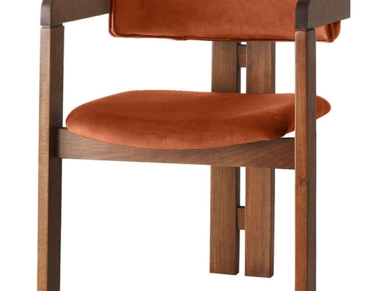 Πολυθρόνα 974NMB1753 58x49x76cm Walnut-Terracotta Βελούδο, Ξύλο