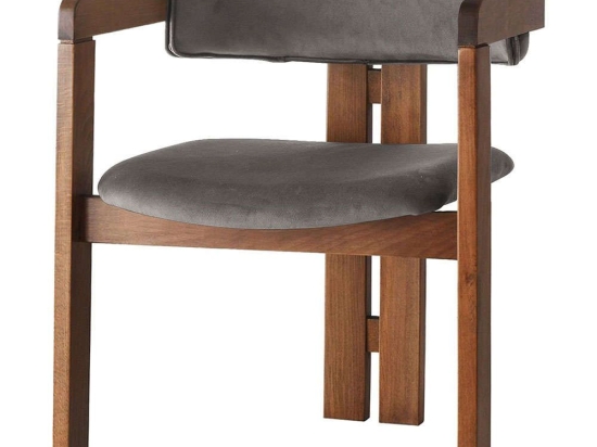 Πολυθρόνα 974NMB1754 58x49x76cm Walnut-Anthracite Βελούδο, Ξύλο