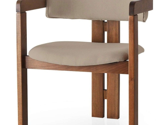 Πολυθρόνα 974NMB1758 58x49x76cm Walnut-Mink Ξύλο,Ύφασμα