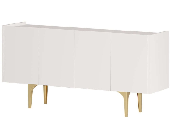 Μπουφές Albina 393MRD1506 150x40x75cm White-Gold Μοριοσανίδα, Μελαμίνη