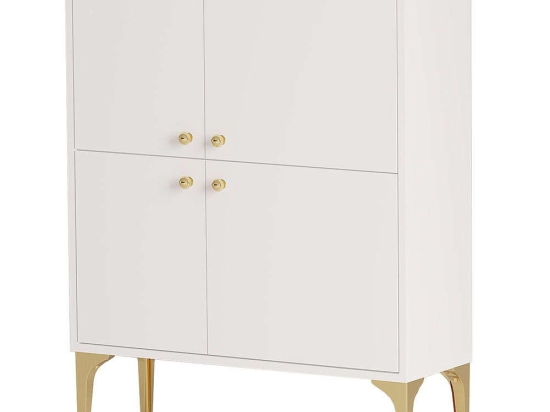 Μπουφές Celina 393MRD1510 90x35x115cm White-Gold Μοριοσανίδα, Μελαμίνη