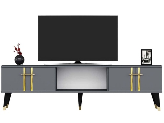 Έπιπλο Τηλεόρασης Asel 475OLV2696 150x29,6x44,6cm Anthracite-Gold