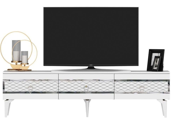 Έπιπλο Τηλεόρασης Ipek 475OLV2708 180x29,6x44,6cm White-Silver