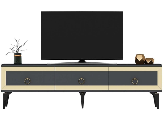 Έπιπλο Τηλεόρασης Ponny 475OLV2718 180x29,6x44,6cm Anthracite-Gold