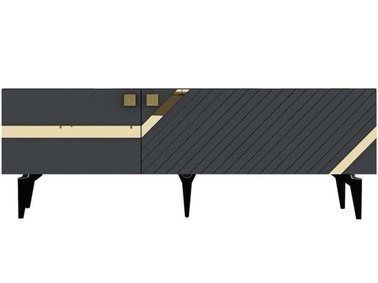 Έπιπλο Τηλεόρασης Iris 475OLV2726 150x30x49cm Anthracite-Gold
