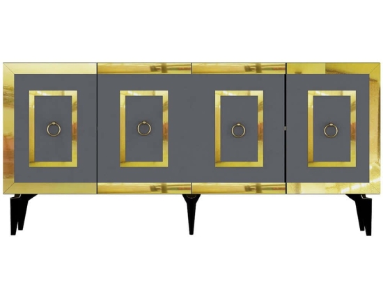 Μπουφές Karya 475OLV2743 150x40x79cm Anthracite-Gold Μοριοσανίδα, Μελαμίνη
