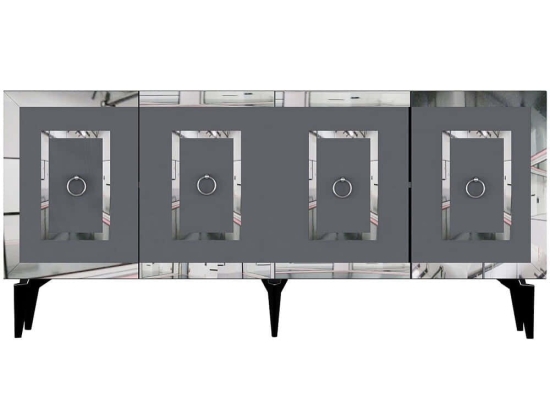 Μπουφές Karya 475OLV2744 150x40x79cm Anthracite-Silver Μοριοσανίδα, Μελαμίνη