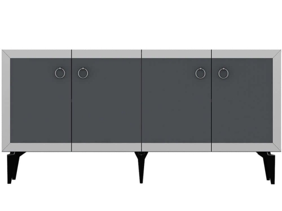 Μπουφές Ponny 475OLV2748 150x40x79cm Anthracite-Silver Μοριοσανίδα, Μελαμίνη