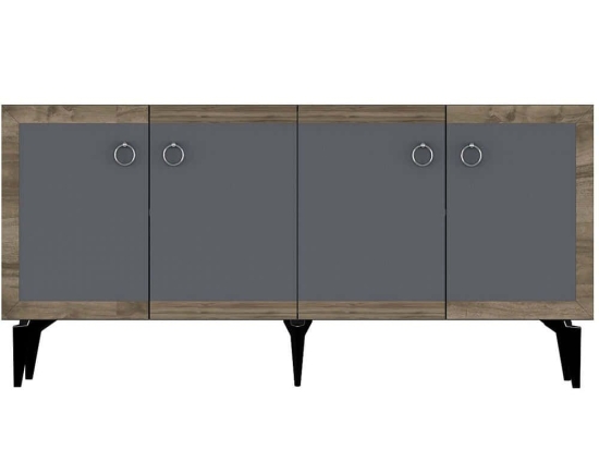 Μπουφές Selen 475OLV2752 150x40x79cm Anthracite-Walnut Μοριοσανίδα, Μελαμίνη