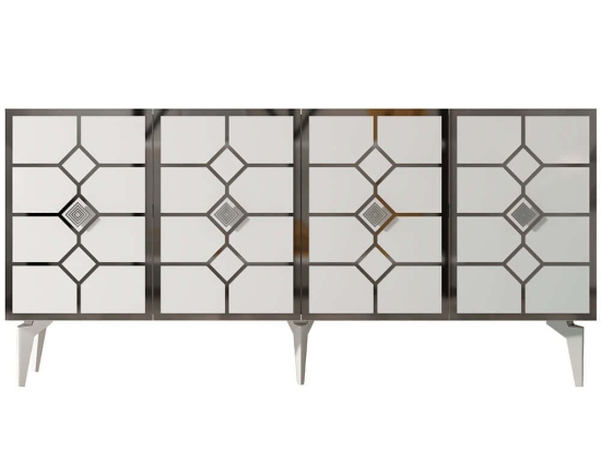 Μπουφές Cagla 475OLV2766 150x40x79cm White-Silver Μοριοσανίδα, Μελαμίνη
