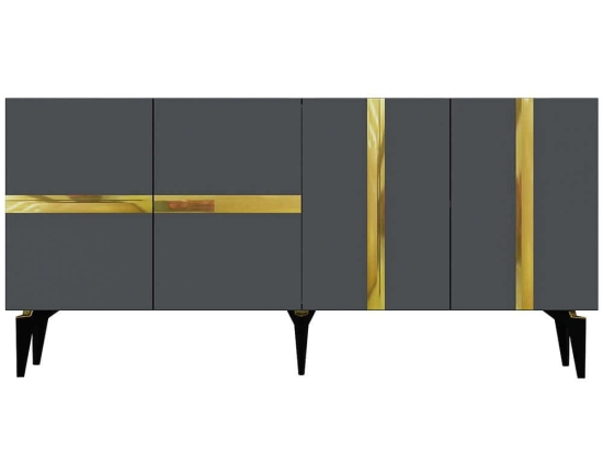 Μπουφές Vania 475OLV2771 150x40x79cm Anthracite-Gold Μοριοσανίδα, Μελαμίνη