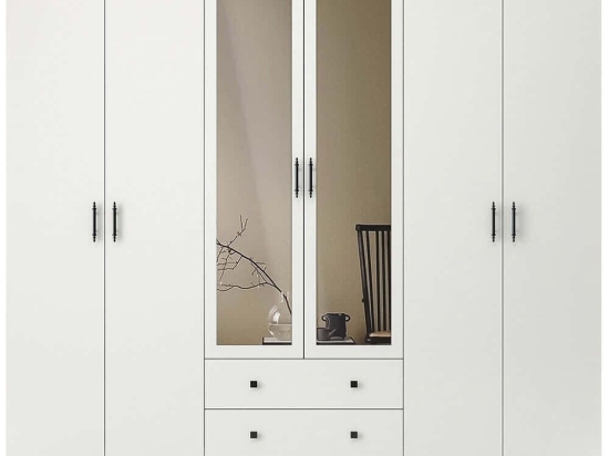 Ντουλάπα Εξάφυλλη Lavinia 125GLN1257 210x50x210cm White Εξάφυλλη