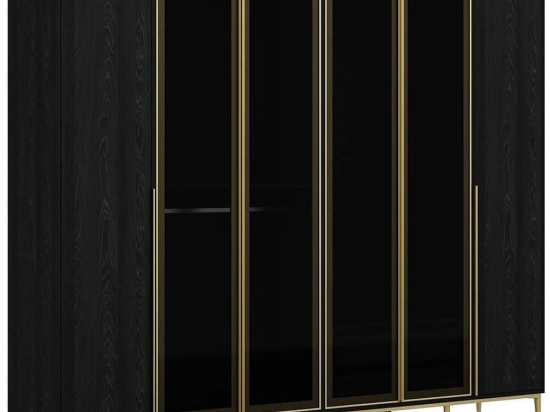 Ντουλάπα Εξάφυλλη Elevate 506MNR3721 268x52x218cm Black Εξάφυλλη