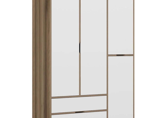 Ντουλάπα Τετράφυλλη Elina 506MNR3730 140x52x208cm Oak-White Τετράφυλλη