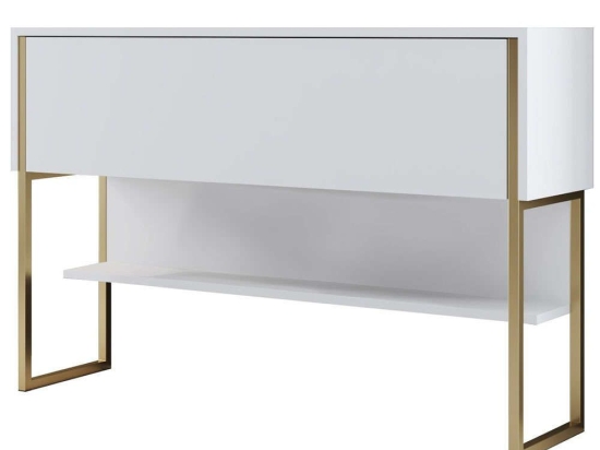 Κονσόλα Luxe 618BLY1402 120x30x80cm Gold-White Μοριοσανίδα, Μέταλλο