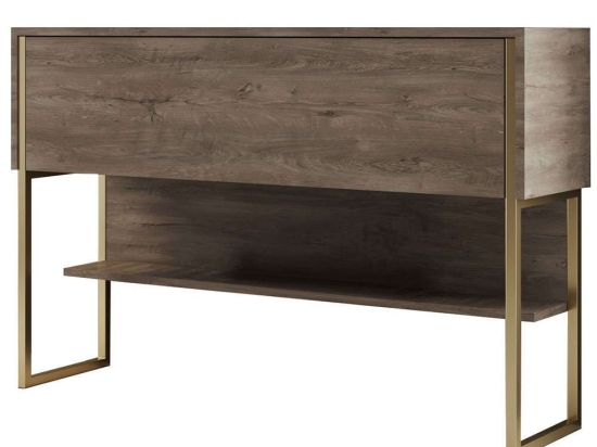 Κονσόλα Luxe 618BLY1403 120x30x80cm Gold-Walnut Μοριοσανίδα, Μέταλλο