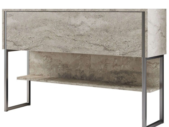 Κονσόλα Luxe 618BLY1412 120x30x80cm Travertine Beige-Silver Μοριοσανίδα, Μέταλλο
