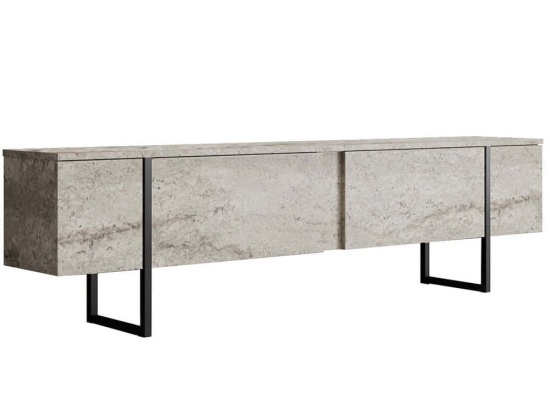 Έπιπλο Τηλεόρασης Luxe 618BLY1253 180x30x50cm Travertine Beige-Black