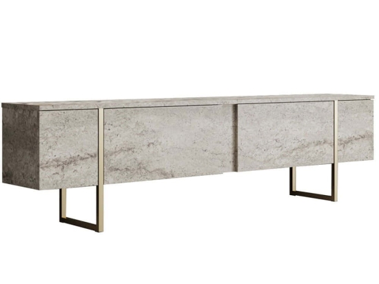 Έπιπλο Τηλεόρασης Luxe 618BLY1254 180x30x50cm Travertine Beige-Gold