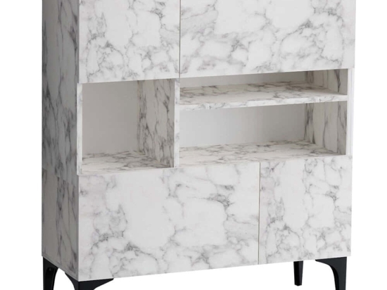 Μπουφές Krista 793ELG1813 100x125x35cm Marble Effect White Μοριοσανίδα, Μελαμίνη