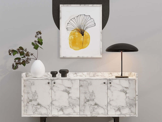 Μπουφές Navi 393MRD1513 150x40x80cm Marble Effect White Μοριοσανίδα, Μελαμίνη
