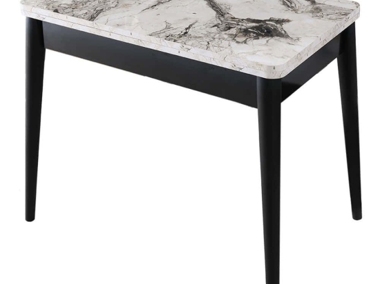 Τραπέζι Επεκτεινόμενο Dolunay 974NMB2206 100/120x60x75cm Marble Effect White-Black Μοριοσανίδα, Μέταλλο