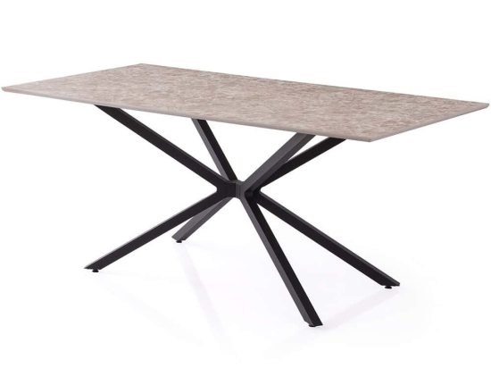Τραπέζι Nox 974NMB2215 180x90x79cm Stone Effect Grey Mdf,Μέταλλο
