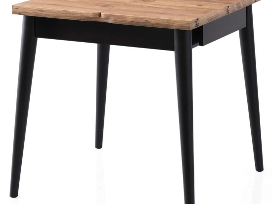 Τραπέζι Επεκτεινόμενο Totem 974NMB2224 80/160x80x75cm Pine-Black Μοριοσανίδα, Μέταλλο