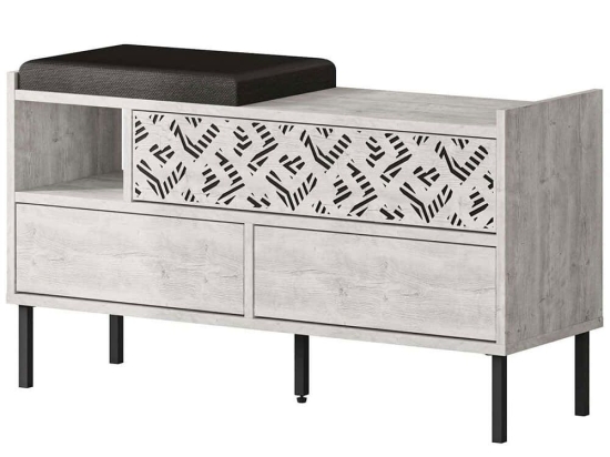 Παπουτσοθήκη - Σκαμπό Heaton 855DTE5178 111x37x56,5cm White Μοριοσανίδα, Μέταλλο