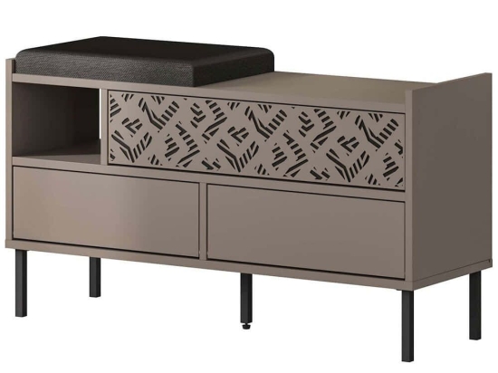 Παπουτσοθήκη - Σκαμπό Heaton 855DTE5180 111x37x56,5cm Mocha Μοριοσανίδα, Μέταλλο