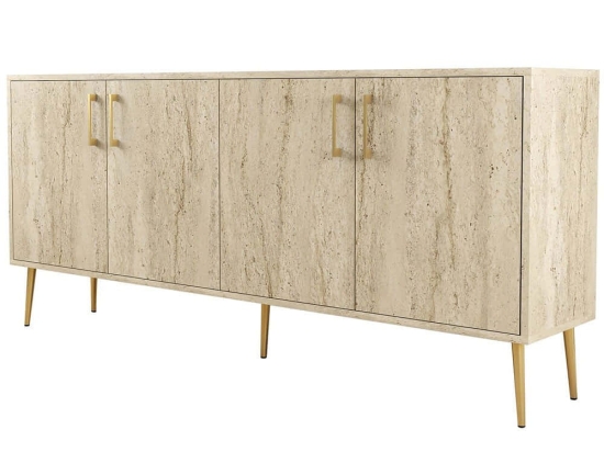 Μπουφές Kiev 845HCT5602 180x35x78cm Travertine Beige Μοριοσανίδα, Μελαμίνη