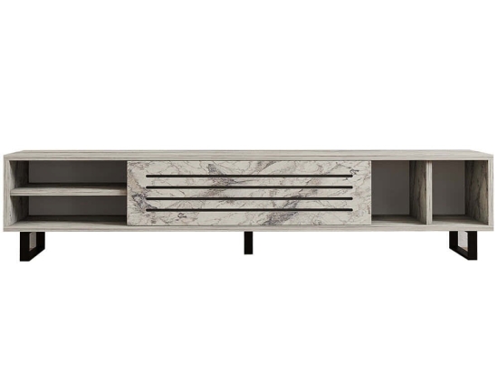 Έπιπλο Τηλεόρασης Safir 835PUQ6404 160x40x35cm Marble Effect White