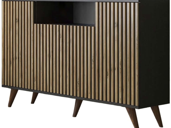 Μπουφές 787CDL1707 140x35x91cm Pine-Black Μοριοσανίδα,Mdf