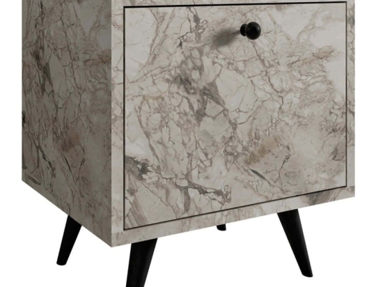 Κομοδίνο Dopo 811MDD3440 50x40x55cm Marble Effect White-Black