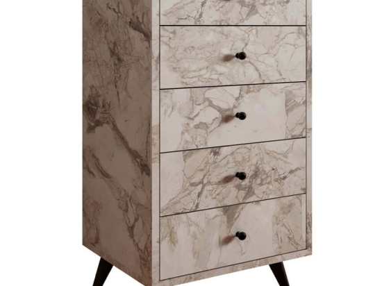 Συρταριέρα Frenzu 811MDD4301 50x40x103cm Marble Effect White