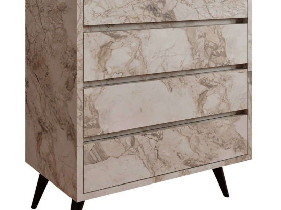 Συρταριέρα Suvera 811MDD4303 70x40x86cm Marble Effect White-Beige