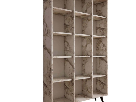 Βιβλιοθήκη Zipa 811MDD3611 100x25x184cm Marble Effect White