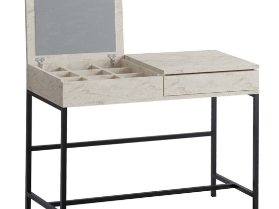 Τουαλέτα Με Καθρέπτη Linda 793ELG4107 100x75x45cm Travertine Beige-Black