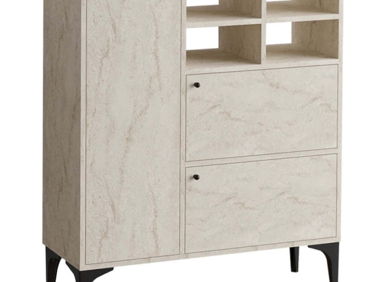 Μπουφές Ewa 793ELG1817 100x35x125cm Travertine Beige Μοριοσανίδα, Μελαμίνη