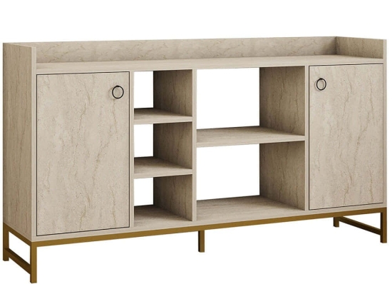 Μπουφές Vuslat 835PUQ3408 160x40x85cm Travertine Beige Μοριοσανίδα, Μέταλλο