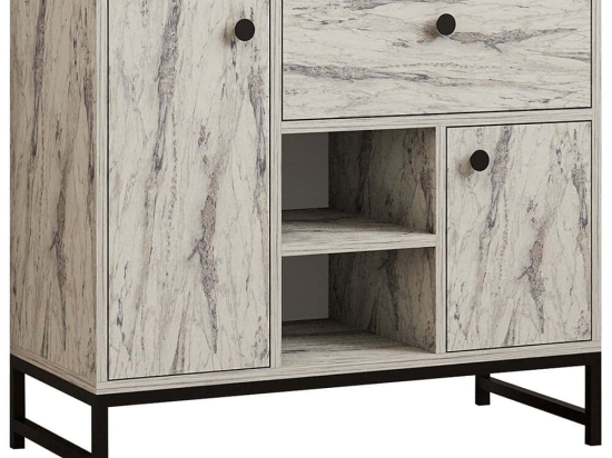 Μπουφές Inci 835PUQ3409 90x40x75cm Marble Effect White Μοριοσανίδα, Μέταλλο